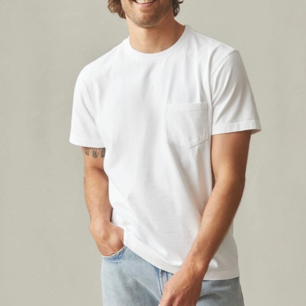 NWOT American Giant Men's 2XL White Pocket‎ Crew Neck T-Shirt Short Sleeve